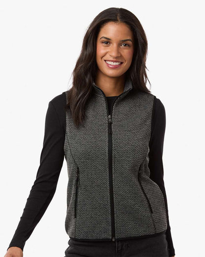 North End Women's Jasper Jacquard Fleece Vest NE731W #colormdl_Black/ Grey