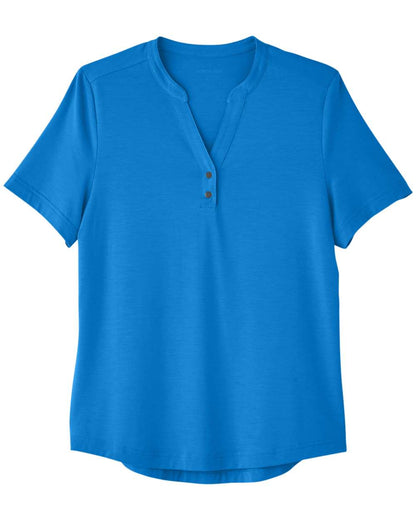 North End Women's JAQ Snap-Up Stretch Performance Polo NE100W #color_Light Nautical Blue