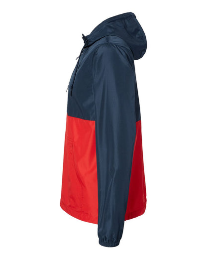 Independent Trading Co. Lightweight Quarter-Zip Windbreaker Pullover Jacket EXP54LWP #color_Classic Navy/ Red