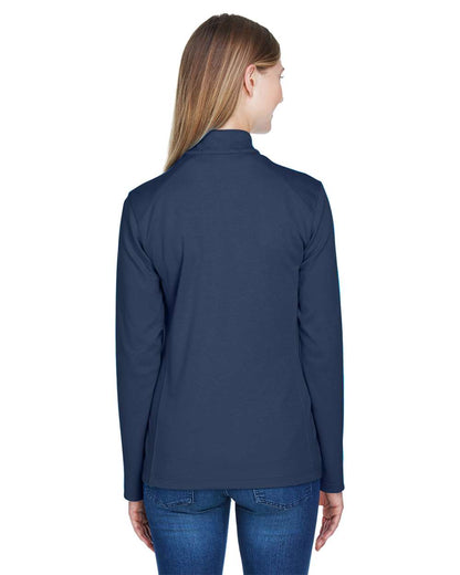 Devon & Jones Women's DRYTEC20™ Performance Quarter-Zip Pullover DG479W #colormdl_Navy/ Grey Heather/ Graphite