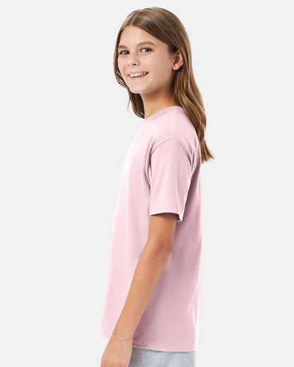 Hanes Youth Perfect-T T-Shirt 498Y #colormdl_Pale Pink