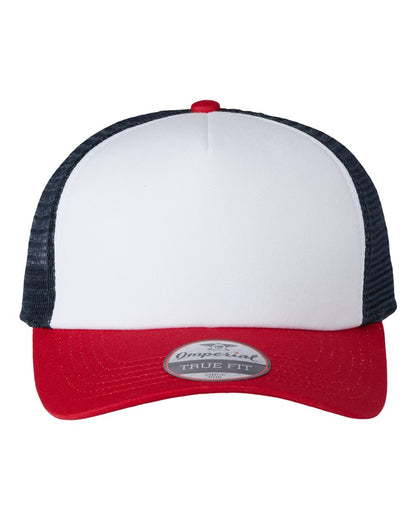 Imperial North Country Trucker Cap 1287 #color_White/ Red/ Dark Navy