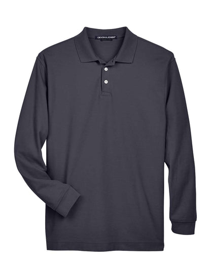 Devon & Jones Men's Pima Piqué Long Sleeve Polo D110 #color_Navy