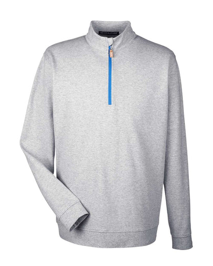 Devon & Jones Men's DRYTEC20™ Performance Quarter-Zip Pullover DG479 #color_Grey Heather/ Grey H/ French Blue