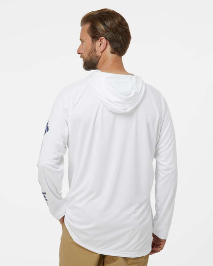 Columbia Unisex PFG Terminal Tackle™ Hooded Long Sleeve T-Shirt 212482 #colormdl_White/ Nightshade