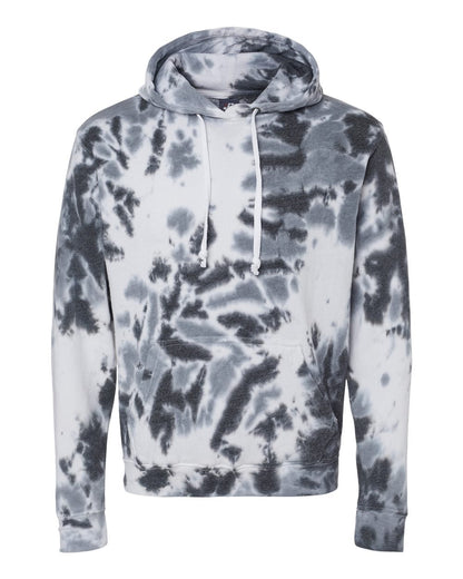 J. America Men's Tie-Dyed Fleece Hooded Sweatshirt 8861 #color_Black Tie Dye