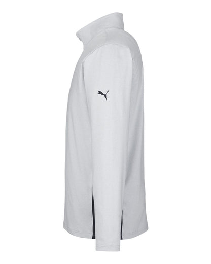 Puma Golf Men's Mesa Stripe Quarter-Zip Pullover PG410 #color_Puma Black/ Bright White