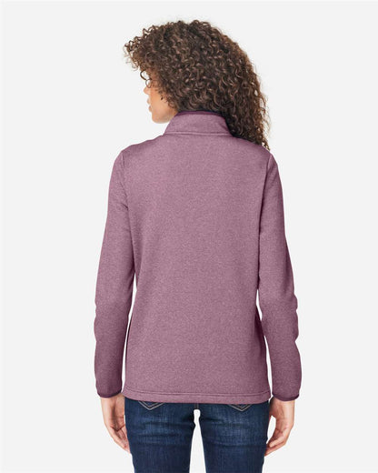 CORE365 Women's Venture Heathered Stripe Quarter-Zip Pullover CE73W #colormdl_Burgundy/ White