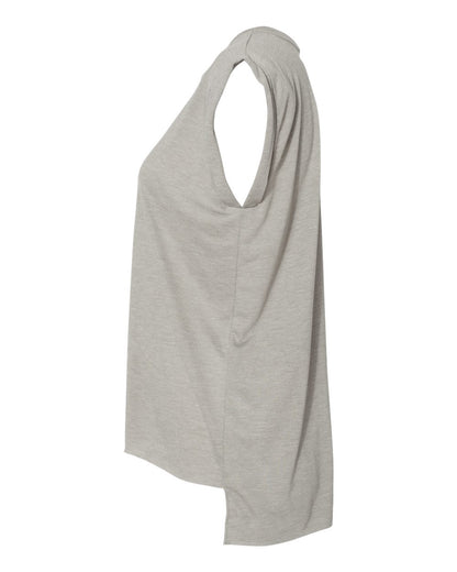 BELLA + CANVAS Women’s Flowy Rolled Cuffs Muscle Tee 8804 #color_Heather Stone