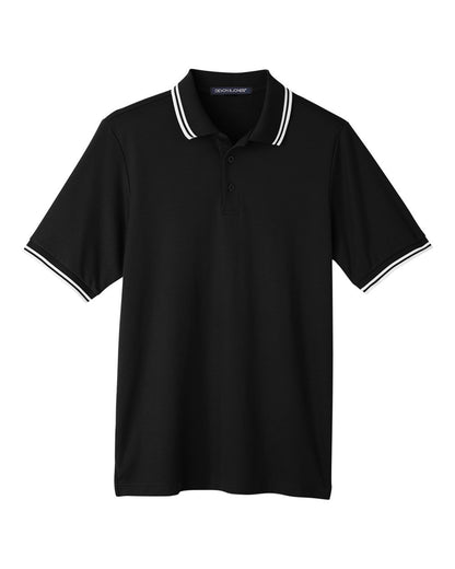 Devon & Jones Men's CrownLux Performance® Plaited Tipped Polo DG20C #color_Black/ White