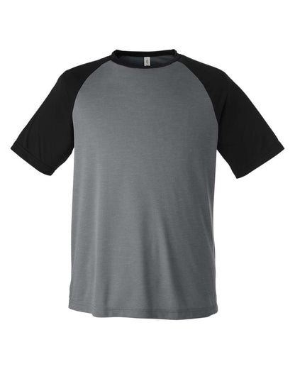 Team 365 Unisex Zone Colorblock Raglan T-Shirt TT62 #color_Dark Grey Heather/ Black