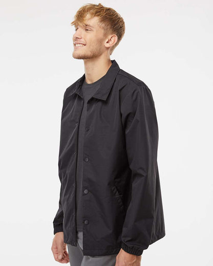 Independent Trading Co. Water-Resistant Windbreaker Coach’s Jacket EXP99CNB #colormdl_Black/ Black