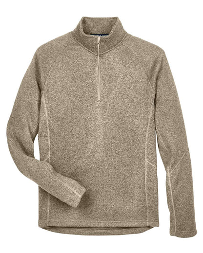 Devon & Jones Unisex Bristol Sweater Fleece Quarter-Zip Pullover DG792 #color_Khaki Heather