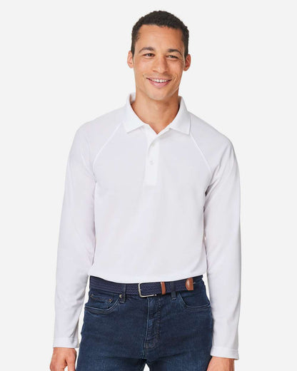Harriton Men's Charge Snag and Soil Protect Long Sleeve Polo M208L #colormdl_White