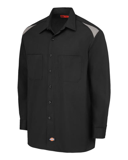 Dickies Men's Tall Long Sleeve Performance Team Shirt 6605T #color_Black/ Smoke