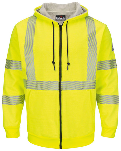 Bulwark Hi-Visibility Zip-Front Hooded Fleece Sweatshirt with Waffle Lining SMZ4HV Bulwark Hi-Visibility Zip-Front Hooded Fleece Sweatshirt with Waffle Lining SMZ4HV