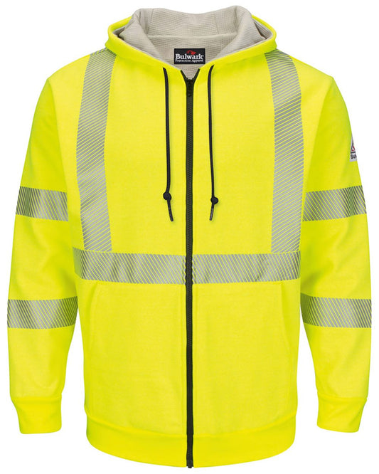 Bulwark Hi-Visibility Zip-Front Hooded Fleece Sweatshirt with Waffle Lining SMZ4HV