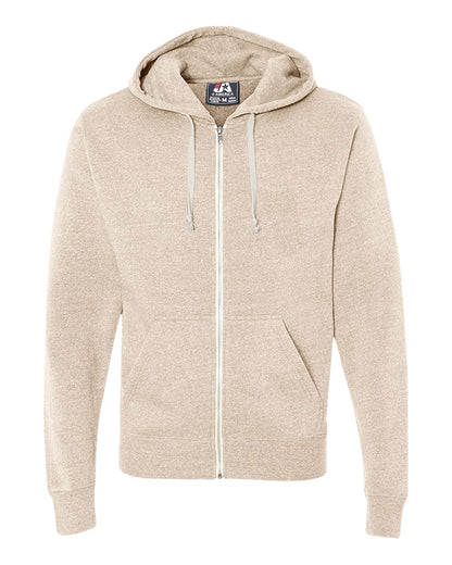 J. America Men's Triblend Full-Zip Hooded Sweatshirt 8872 #color_Oatmeal Triblend