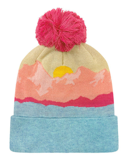 LOCALE Grand Recycled Beanie GRNDSR #color_Mountain Morning Aqua/ Peach