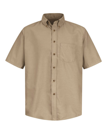 Red Kap Men's Tall Poplin Short Sleeve Dress Shirt SP80T #color_Khaki