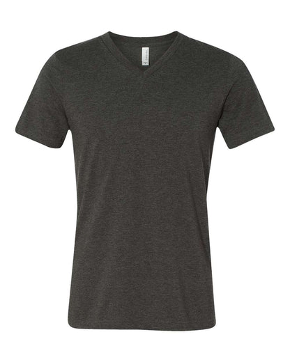 BELLA + CANVAS Unisex Heather CVC V-Neck Tee 3005CVC #color_Dark Grey Heather