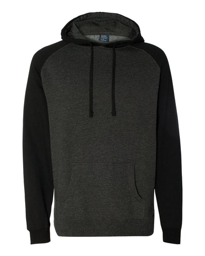 Independent Trading Co. Unisex Raglan Hooded Sweatshirt IND40RP #color_Charcoal Heather/ Black