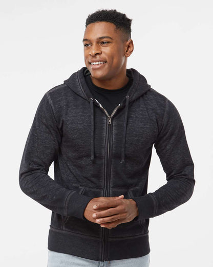 J. America Men's Vintage Zen Fleece Full-Zip Hooded Sweatshirt 8916 #colormdl_Twisted Black