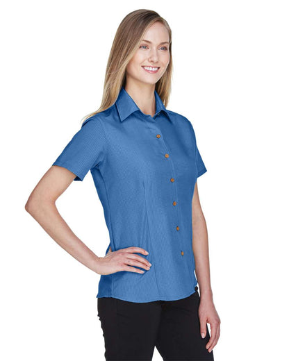 Harriton Women's Barbados Textured Camp Shirt M560W #colormdl_POOL BLUE