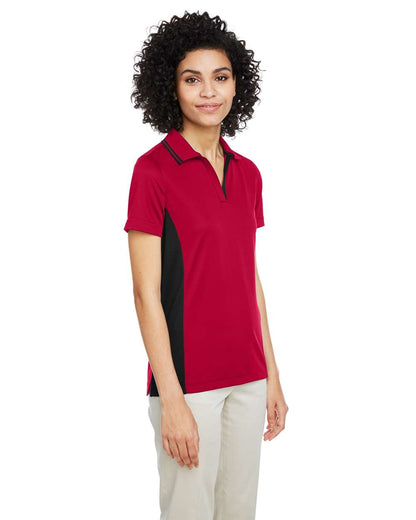 Harriton Women's Flash Snag Protection Plus IL Colorblock Polo M386W #colormdl_Red/ Black