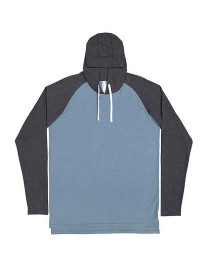LAT Men's Fine Jersey Hooded Long Sleeve Raglan T-Shirt 6917 #color_Vintage Indigo/ Vintage Navy/ White