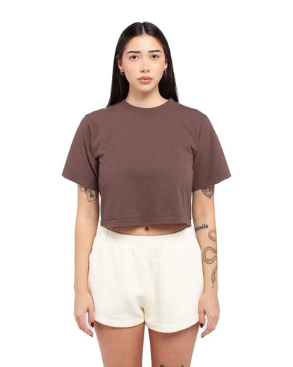Shaka Wear Women's Garment-Dye Crop T-Shirt SHGDC #colormdl_Mocha