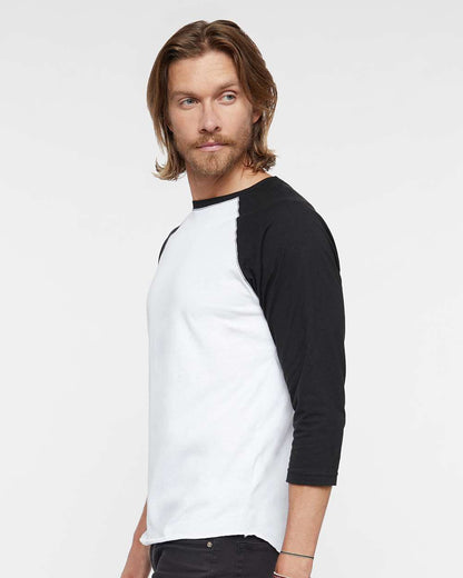 LAT Men's Baseball Fine Jersey Three-Quarter Sleeve Tee 6930 #colormdl_White Solid/ Black