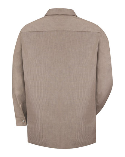 Red Kap Men's Industrial Long Sleeve Work Shirt SP14 #color_KB-Khaki/ Black Microcheck