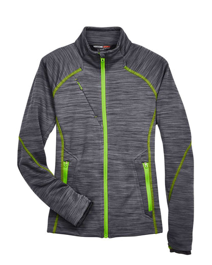 North End Women's Flux Mélange Bonded Fleece Jacket 78697 #color_Carbon/ Acid Green
