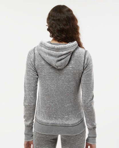 J. America Women's Zen Fleece Full-Zip Hooded Sweatshirt 8913 #colormdl_Cement