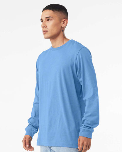 BELLA + CANVAS Heather CVC Long Sleeve Tee 3501CVC #colormdl_Heather Carolina Blue