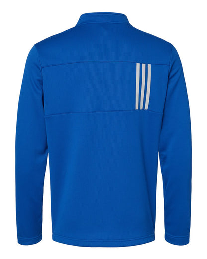 Adidas Men's 3-Stripe Double Knit Quarter-Zip Pullover A482 #color_Team Royal/ Grey Two