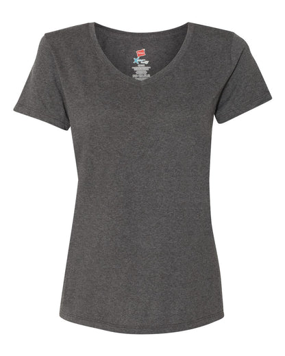 Hanes Women's Perfect-T Triblend V-Neck T-Shirt 42VT #color_Slate Triblend