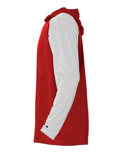 Badger Men's Breakout Hooded Long Sleeve T-Shirt 4235 #color_Red/ White