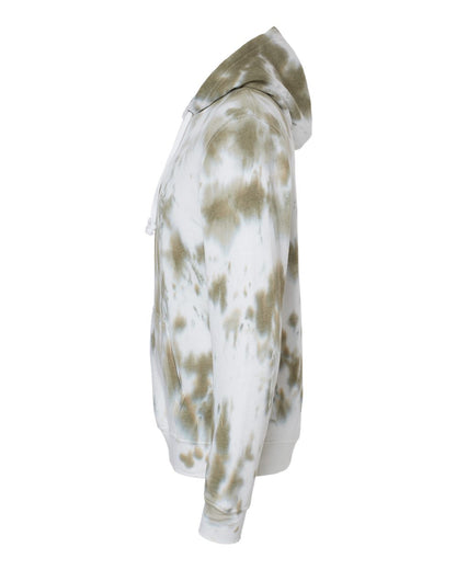 J. America Men's Tie-Dyed Fleece Hooded Sweatshirt 8861 #color_Olive Tie Dye