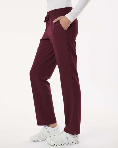 Jaanuu Women's Petite Sizes Xenos Essential Knit-Waist Scrub Pants W20001P #colormdl_Burgundy