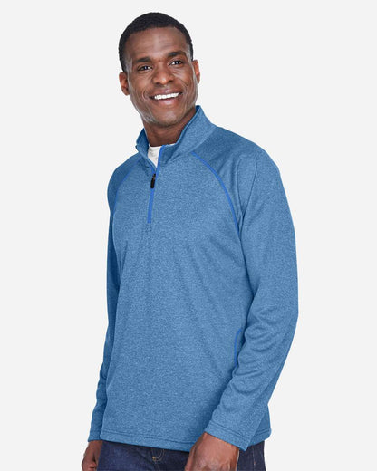 Devon & Jones Men's Stretch Tech-Shell® Compass Quarter-Zip Pullover DG440 #colormdl_French Blue Heather