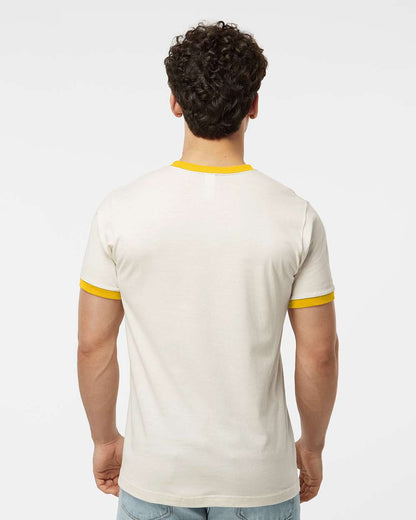 Tultex Fine Jersey Ringer T-Shirt 246 #colormdl_Vintage White/ Mellow Yellow