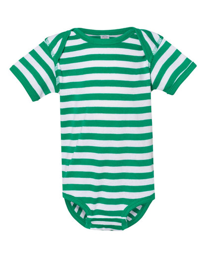 Rabbit Skins Infant Baby Rib Bodysuit 4400 #color_Kelly/ White Stripe