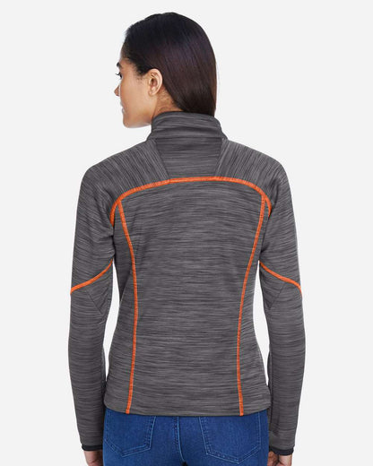 North End Women's Flux Mélange Bonded Fleece Jacket 78697 #colormdl_Carbon/ Orange Soda