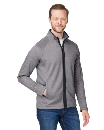 CORE365 Men's Venture Heathered Stripe Full-Zip CE72 #colormdl_Black/ White