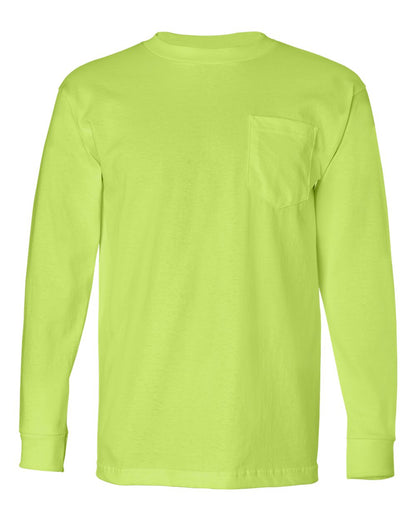 Bayside USA-Made Long Sleeve Pocket T-Shirt 8100 #color_Lime Green