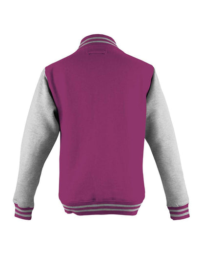 AWDis Youth Heavyweight Letterman Jacket JHY043 #color_Hot Pink/ Heather Grey