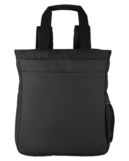North End Unisex Reflective Convertible Laptop Backpack Tote Bag NE901 #color_Black