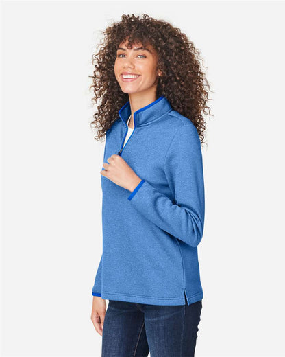 CORE365 Women's Venture Heathered Stripe Quarter-Zip Pullover CE73W #colormdl_True Royal/ White